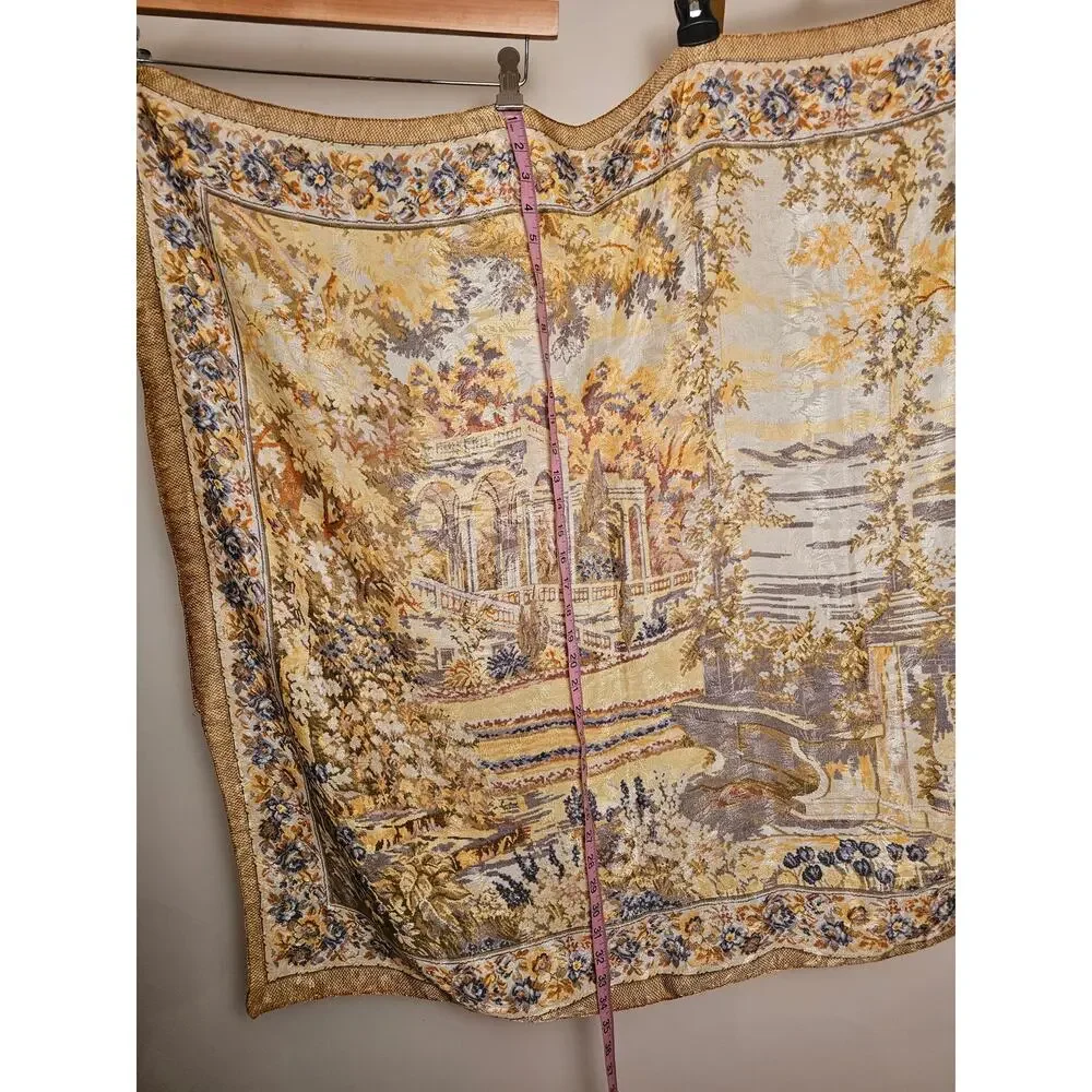 Roman Ruins Made in Italy Square Scarf on Damask Material